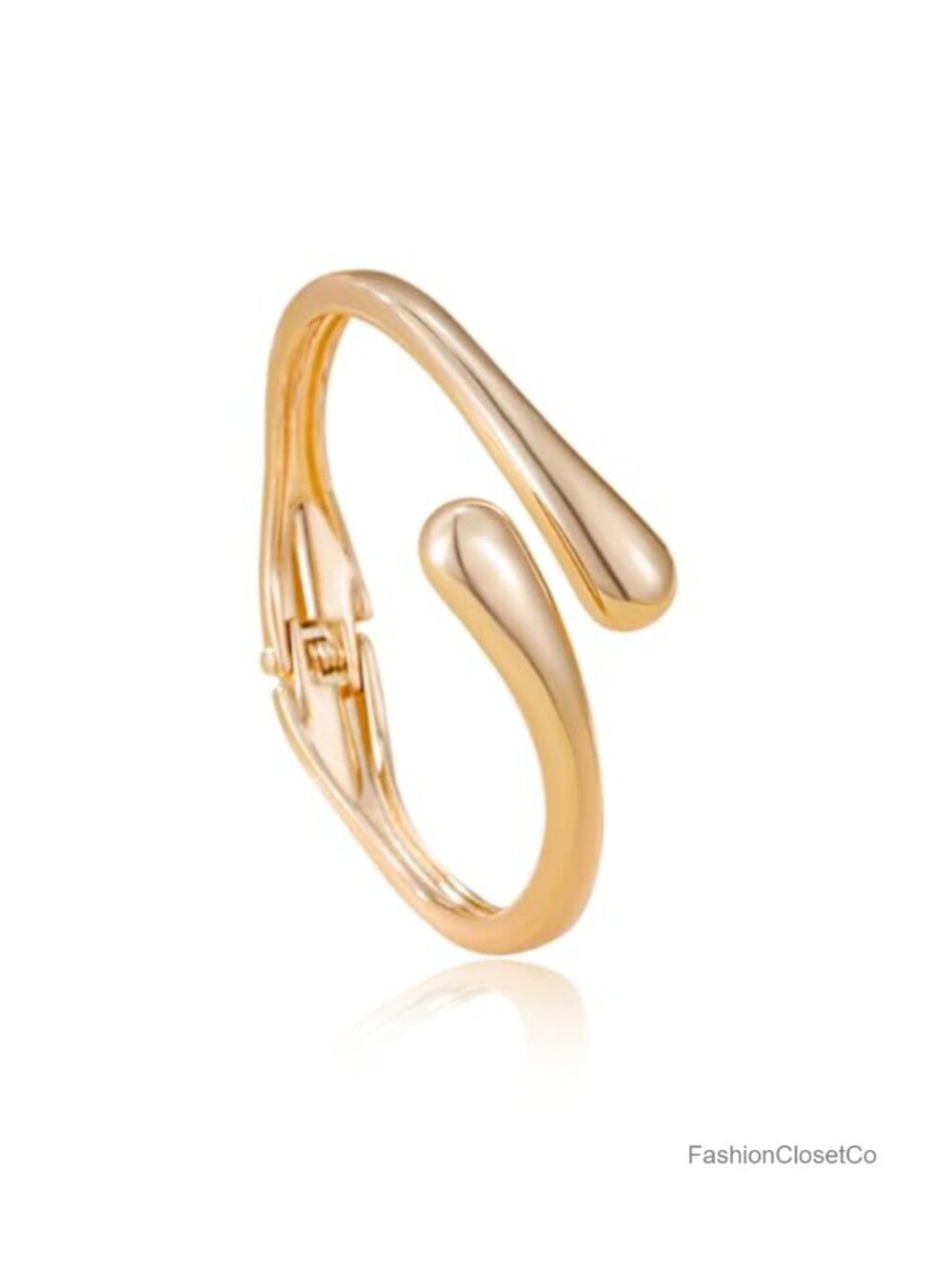 Chunky Teardrop Cuff Bracelet Gold Plated Adjustable Women
